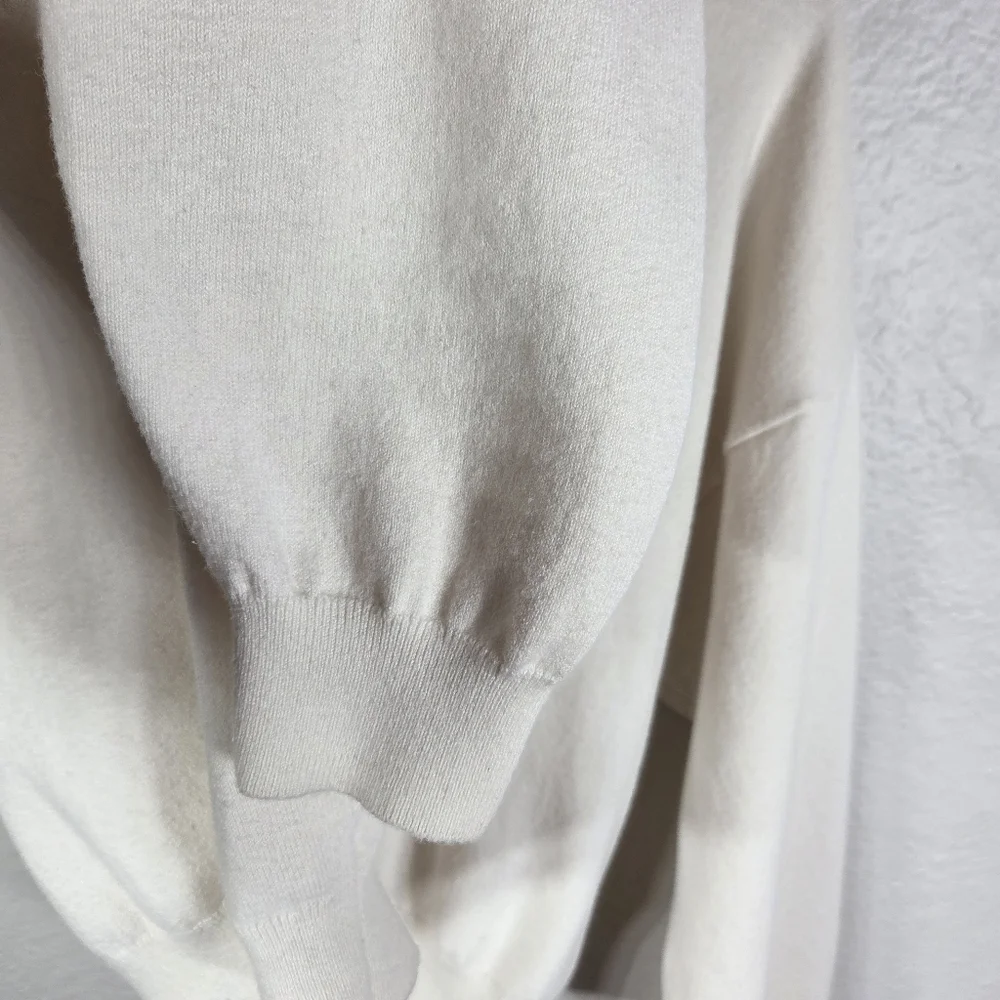 Aritzia Sunday Best Size L Cream Merino Wool Daisy Sweater Daisies Flower Print - Picture 6 of 16